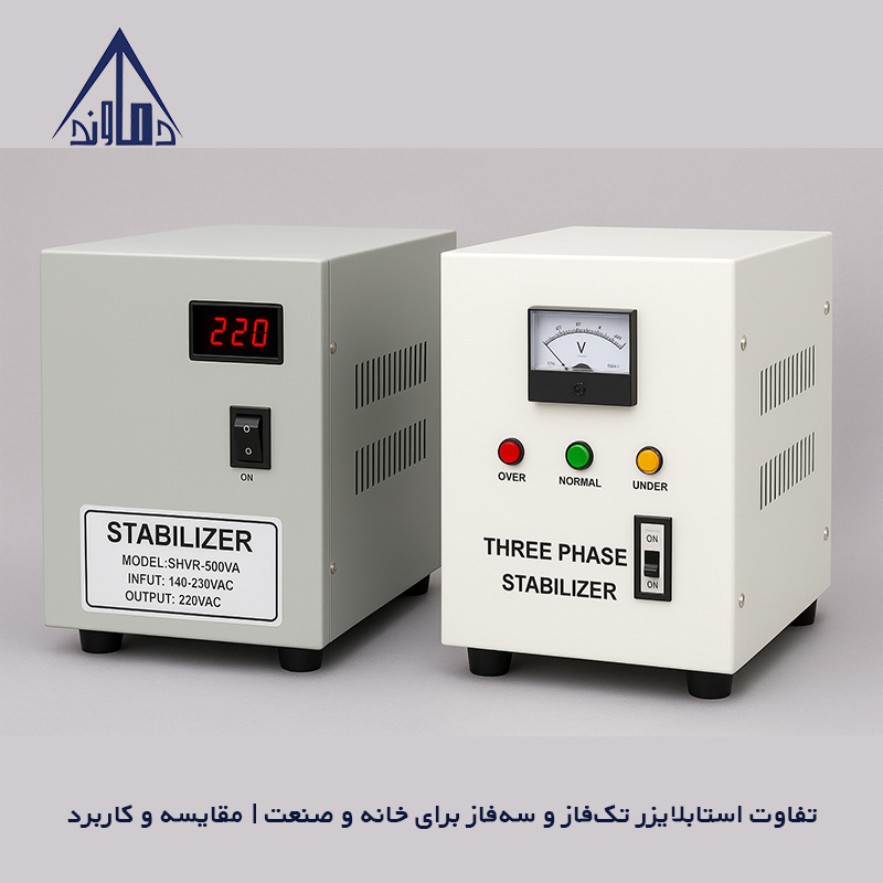 تفاوت استابلایزر تک‌فاز و سه‌فاز برای خانه و صنعت | مقایسه و کاربرد